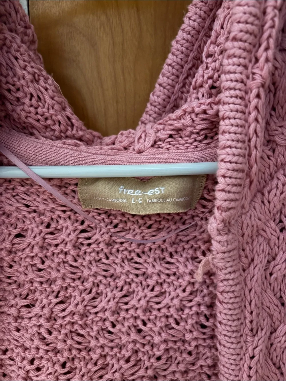 Free People Free-est Laguna Love Cardigan Top, Size Large, Like New, Blush Pink